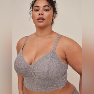 Torrid grey unlined lace bralette